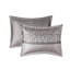 Édredon très grand lit - 1 et 2 taies décoratives à motif grec clé taupe-129870030