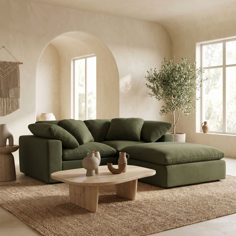 Fluff 89" Reversible Sectional, Avocado Polyester