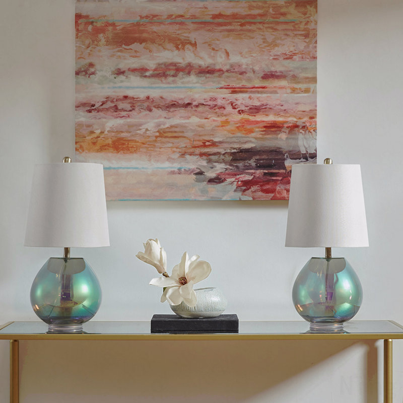 1-Piece Modern Green Glass Accent Lamp