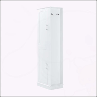 Armoire de salle de bain autoportante polyvalente avec crochet et tablettes réglables
