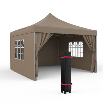 10x10FT Pop Up Canopy, Outdoor Gazebo with 4 Sidewalls, Waterproof Canopy Tent for Parties with Wheeled Bag, Quick and Effortless Setup, High-Performance Fabric, Event Tent for Backyard