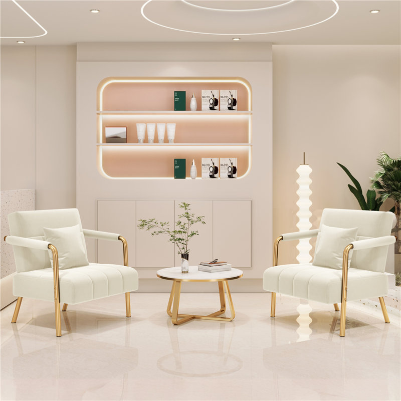 Color Velvet Armchair, Beige