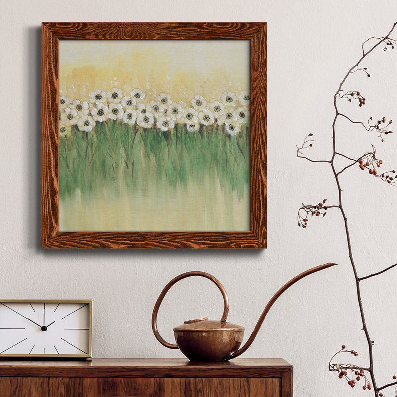 «Rows Of Flowers I», art mural sur toile, Cadre en érable, H 35,5 po x l 35,5 po x P 1,5 po