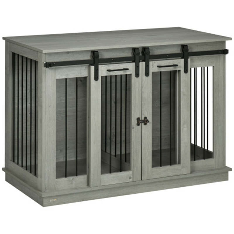 Dog Crate Furniture with Divider, Grey