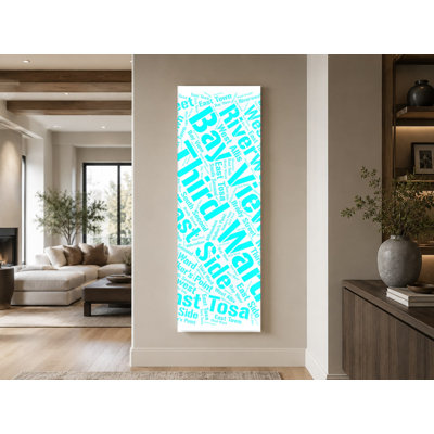 Milwaukee Neighborhoods Word Art — Cyan — Canvas Wall Art