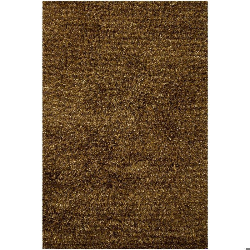 Belliveau Authentic Hand-Woven Handmade High Pile Modern Mixed-Media Brown, Beige, Yellow, Gold, Orange & Black Shag Polyester Area Rug