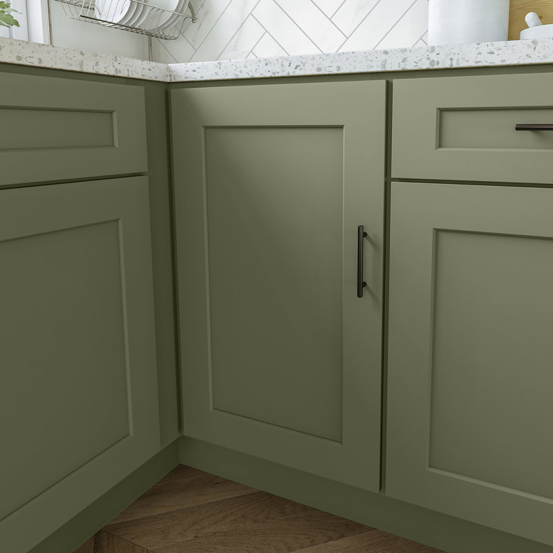 Armoire d'angle à base basse, L 42 po x H 34,5 po x P 24 po, Vert sauge