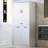 Bathroom Storage In White With Two Laundry . Board, Painted. Adjustable Shelf & Modern Design. Doors And Drawer For A Look Hygienic Clean-486256184