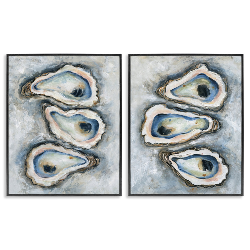 Ensemble de 2 giclées encadrées Oyster Bar Trios, design par Carol Robinson, H 14 po x l 22 po, Giclée encadrée noir minuit