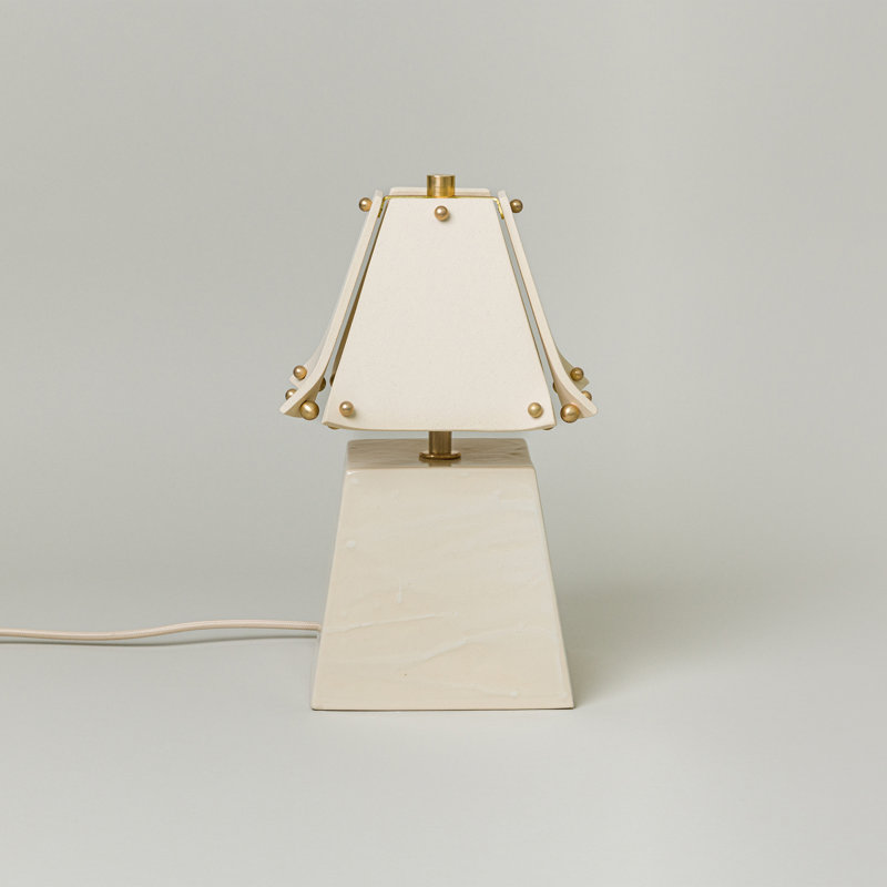 Osen Table Lamp, Bone, 13.5" H x 7.5" W x 7.5" D, Glace