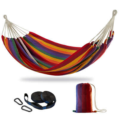 Double hamac avec sangles d'arbre, hamac pour 2 personnes pour patio extérieur et intérieur, capacité de poids de 450 lb