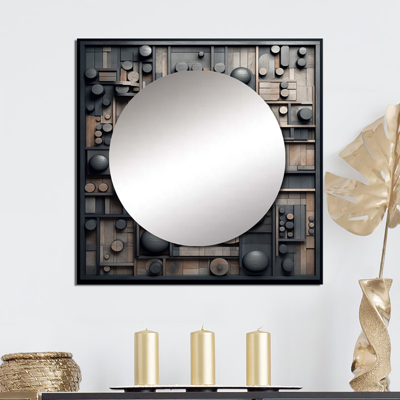 Cubic Geometric Dreams II - Cubism Square Mirror For Wall Art Decor, 23" x 23"