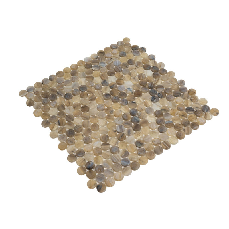 0.8 in. x 0.8 in. Glossy Tile, Beige
