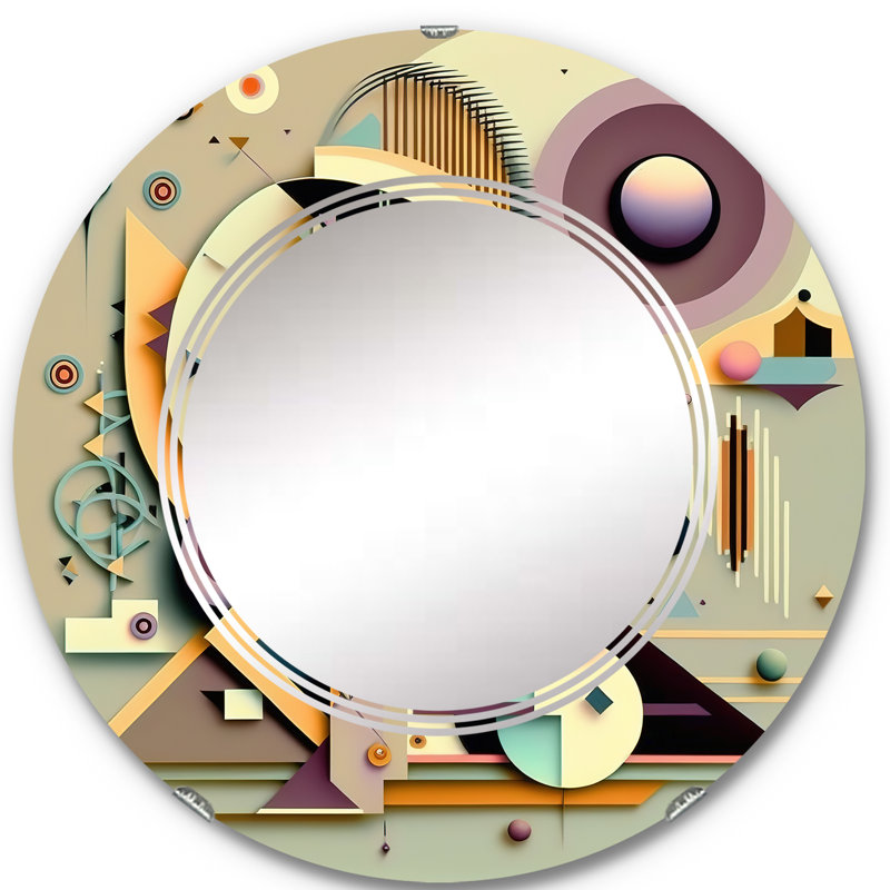 Oumou Pastel Art Deco II - Miroir mural géométrique moderne, 24 po x 24 po