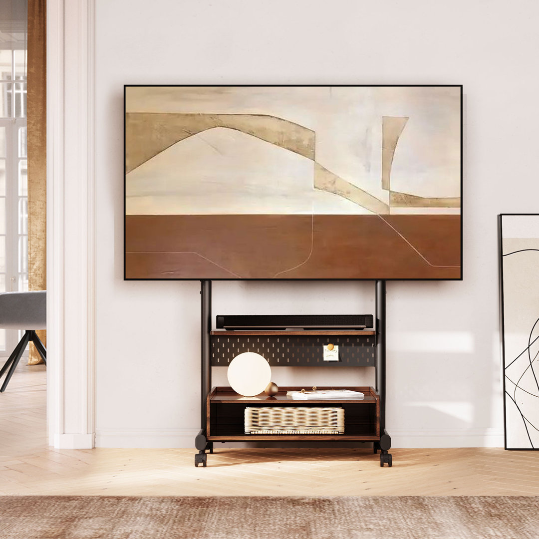 Charrisse Sturdy Rolling TV Stand for 40-85 Inch, Mobile TV mount with One Wooden Large Storage Wade Logan® 