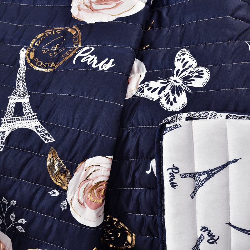 Jeté de papillon rétro Paris Rose Butterfly, Bleu marine