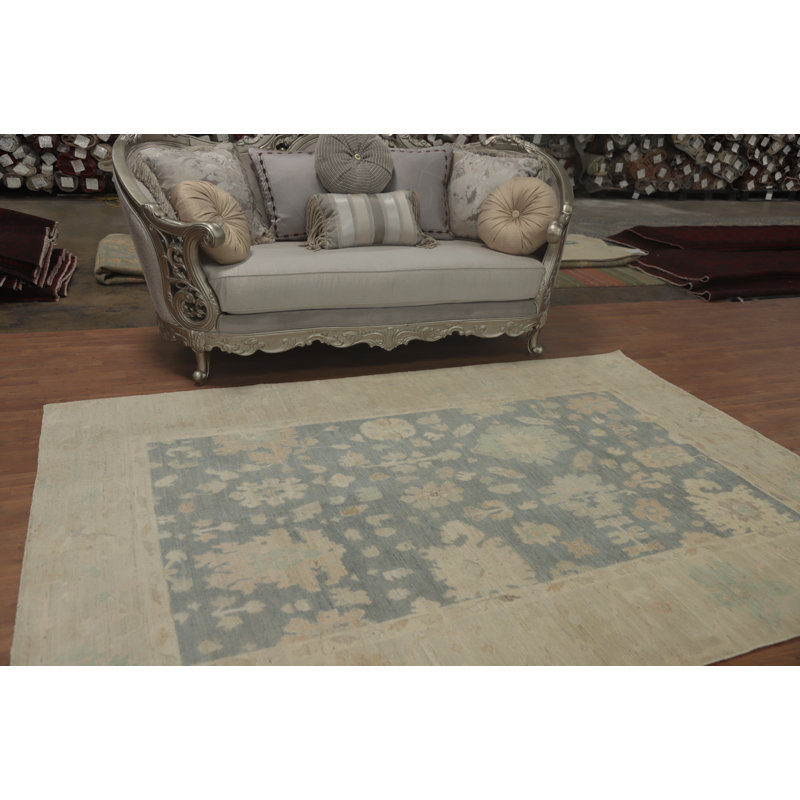 Tapis turc Oushak floral fait à la main 6 x 9