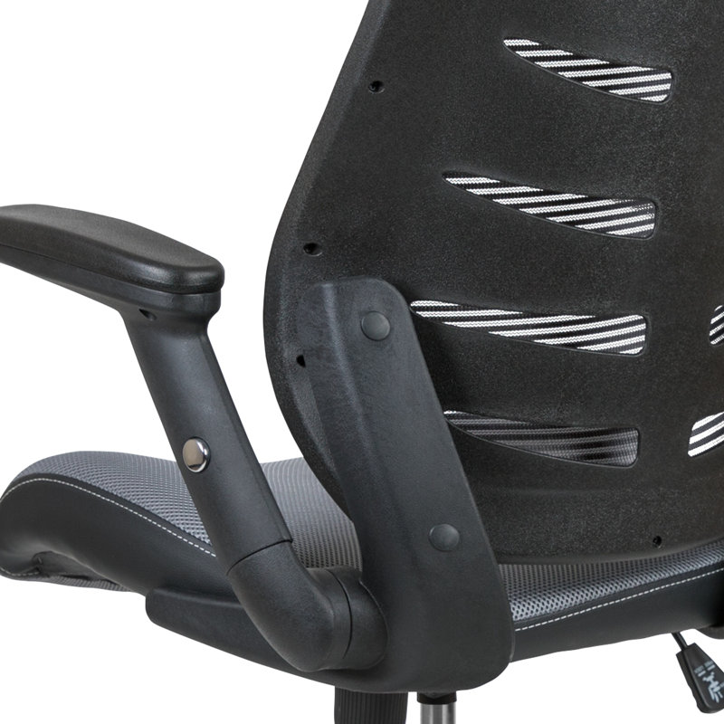 High Back Mesh Spine-Back Ergonomic Drafting Chair with Adjustable Foot Ring, Gray