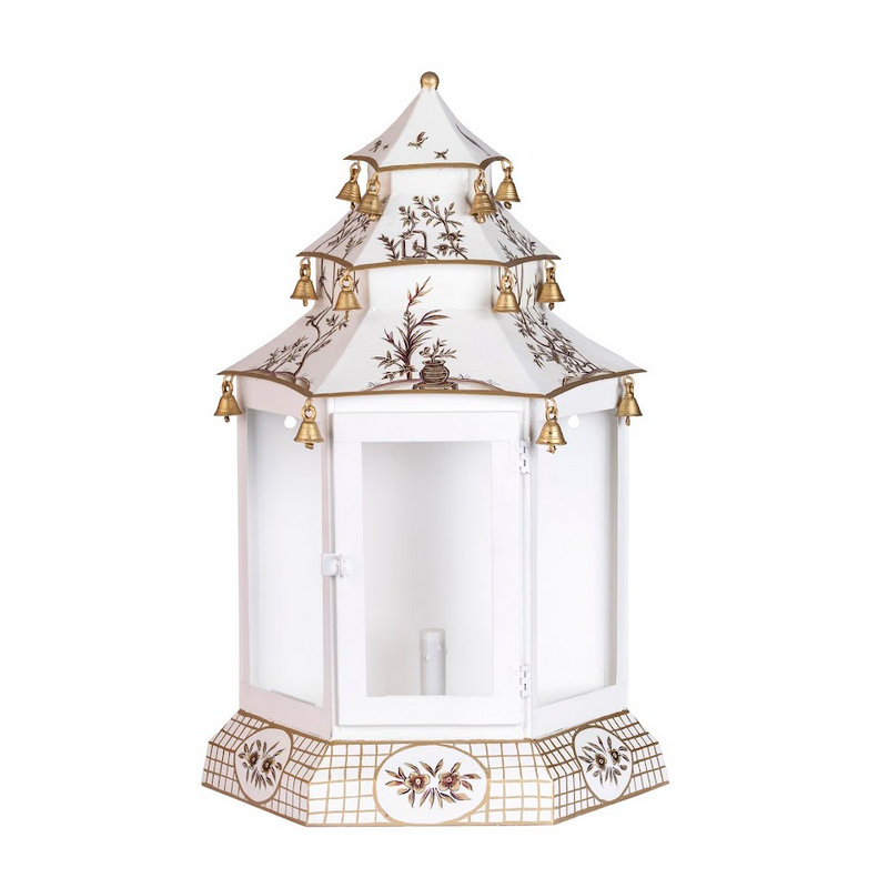 Pagoda Sconce, Ivory/Gold