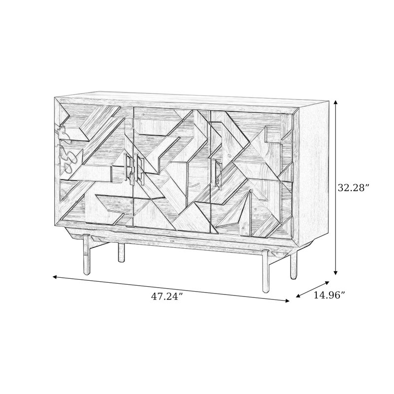 Buffet rétro en bois massif noir