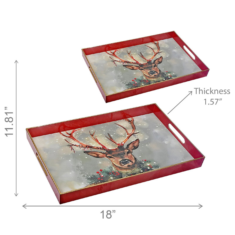 Plateau gigogne - cerf (ensemble de 2)
