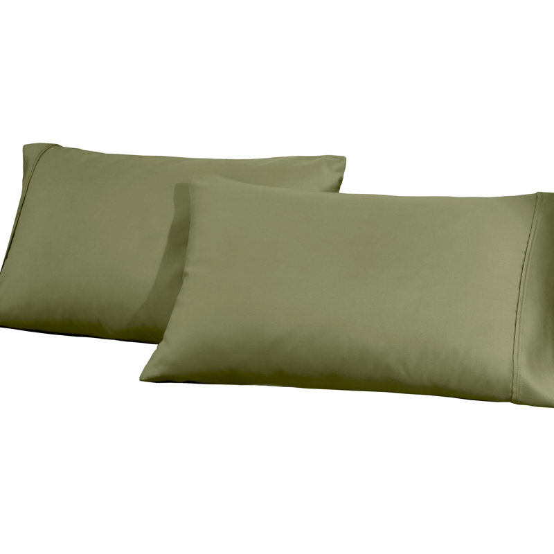 Taies d'oreiller supérieures en mélange de coton infroissable à densité de tissage 1200 fils Superior, Très grand lit, Sauge