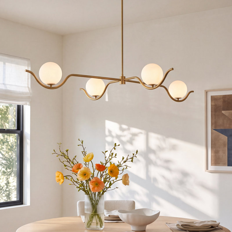 Fayette Waveform 4 - Light Dimmable Brushed Gold Chandelier