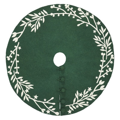 Handmade Christmas Tree Skirt in Felt - Branches and Stars