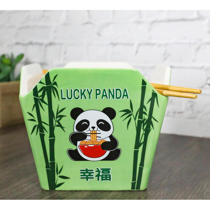 Ensemble de bol à emporter avec baguettes Lucky Panda