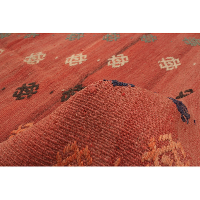 Tapis en laine de cuivre/noir 4 pi 9 po x 10 pi 9 po handwoven à tissage plat Ataie