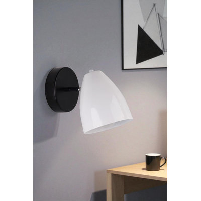 Modern Wall Lamp, Metal Body with Black & White Finish, 5.0 x 5.1 x 5.5 inches | Ø5.0 inches Base Plate, 14.0 cm Height | E27 Socket, Max 40W (Bulb Not Included) | Stylish Lighting for Living Room & Bedroom Decor