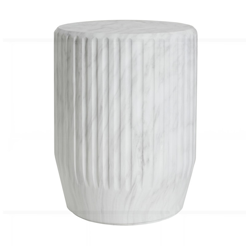 Table d'appoint d'extérieur en travertin Ponti, Blanc