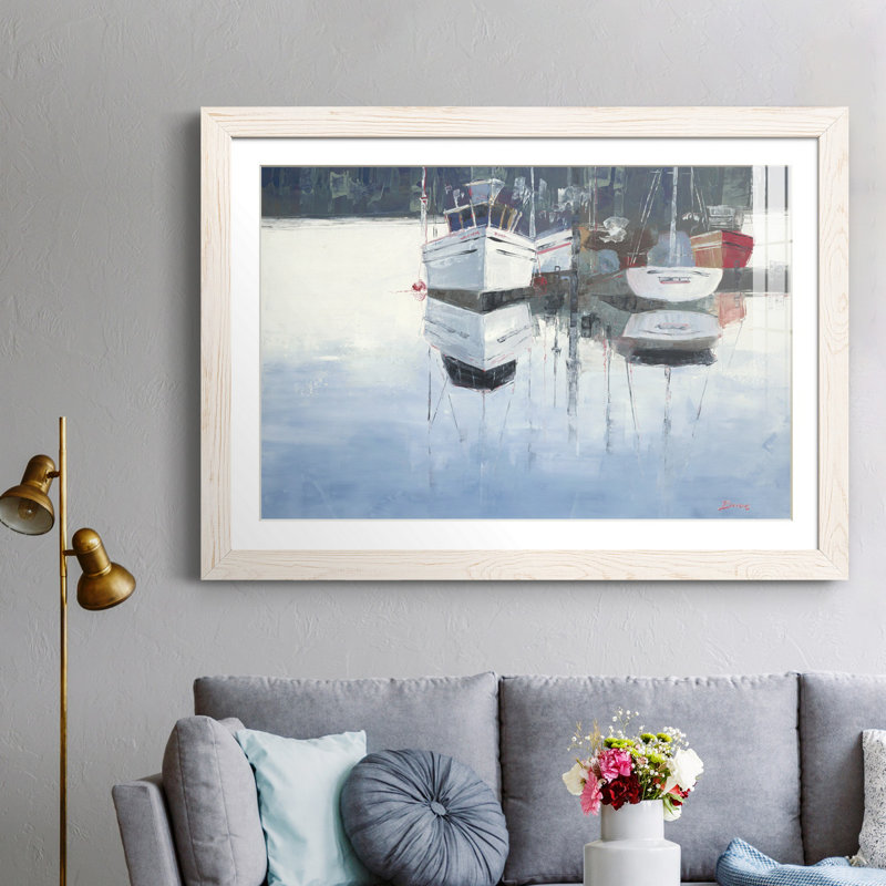 Dock Tight - Cadre photo, reproduction d'art sur papier, H 31,5 po x l 23,5 po x P 1,5 po, Cadre blanc