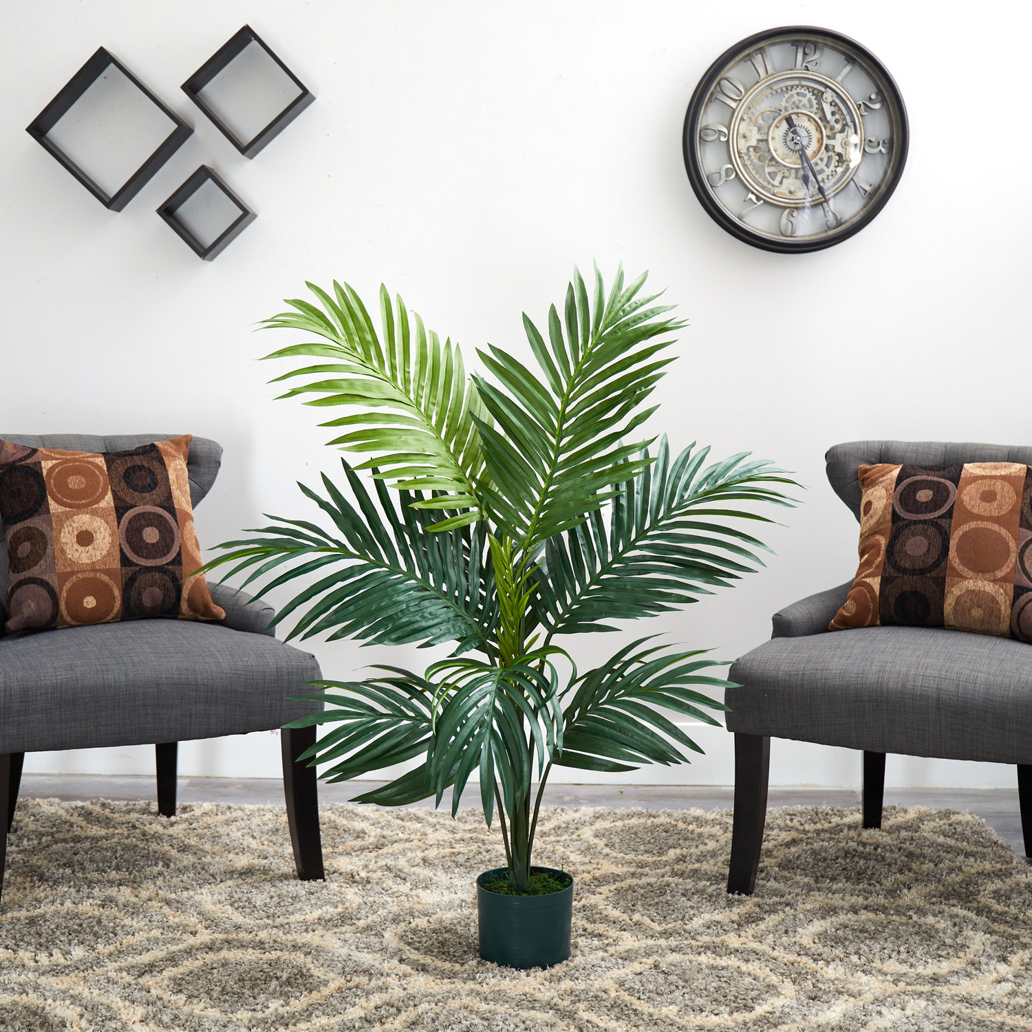 Faux Palm Tree, 48" H x 40" W x 40" D