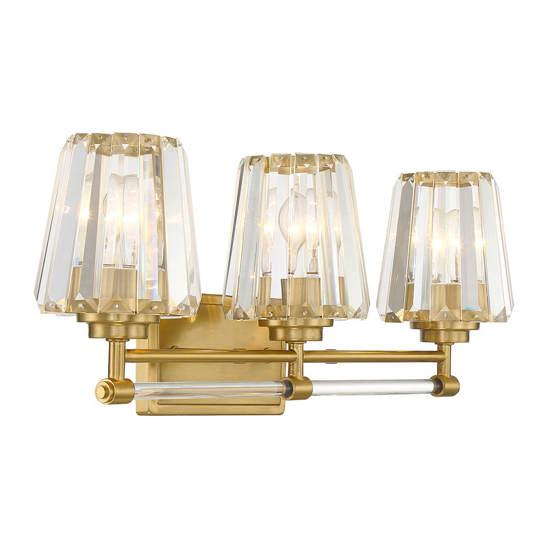  Éclairage pour salle de bain 3 lumières Garnet en laiton chaud, H 9,5 po x l 24 po x P 24 po, Laiton, Trois lumières