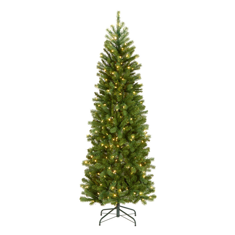 6.5ft. Feel Real Cascading Douglas Fir Pencil Slim Christmas Tree with Dual-Tone LED Lights, 6.5' H