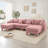Boucle Fabric U Shape Sectional 4-Seater Sofa With Shell-Shaped Armrests And 2 Movable Ottomans, Cylindrical Legs-7453022