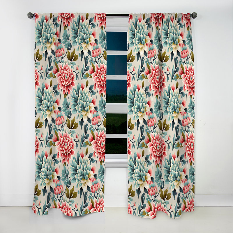 Fougères roses et bleues Ethno Damask II, L 52 po x L 95 po