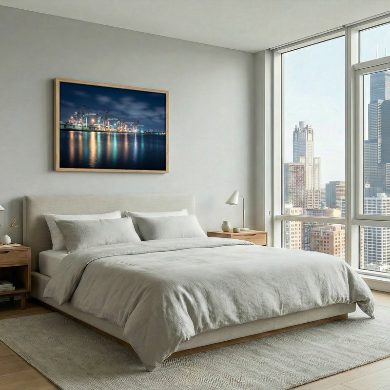 Ensemble de 1 tableau sur toile Night Harbor, H 36 po x l 48 po, Natural