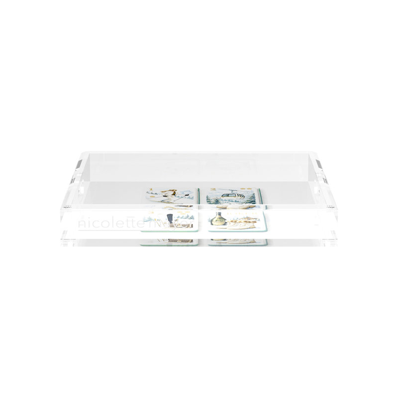 Mahjong Acrylic Decorative Tray, 12"W x 12"D x 2"H