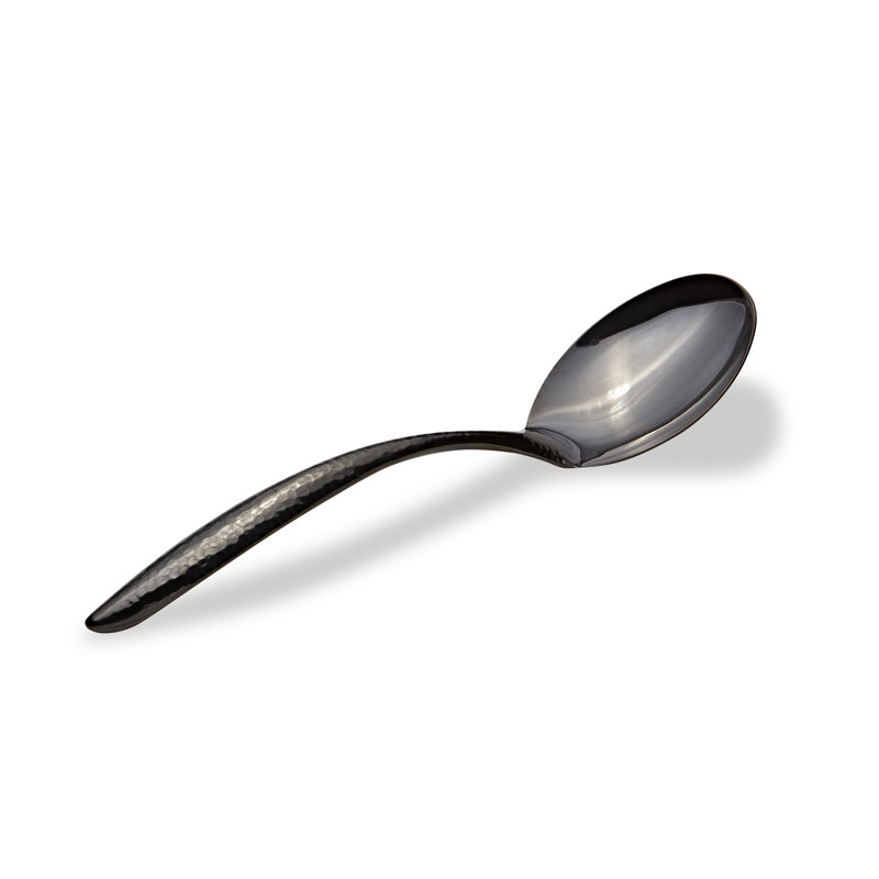 Stainless Steel Serving Spoon, Hammered Finish Black