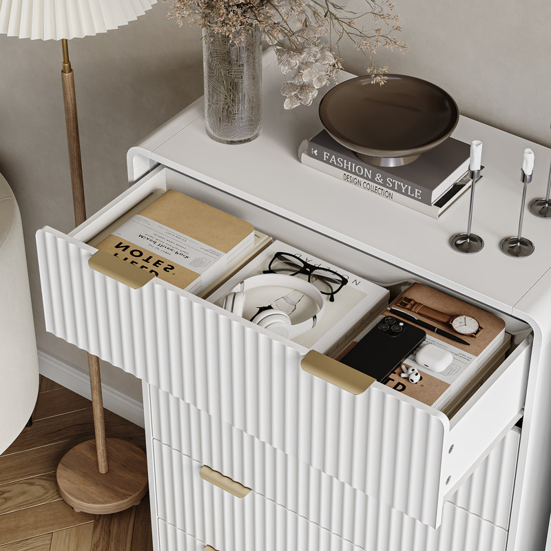 47.2” H 5-Drawer Dresser, Large Storage Chest Of Drawers For Bedroom, Living Room, White