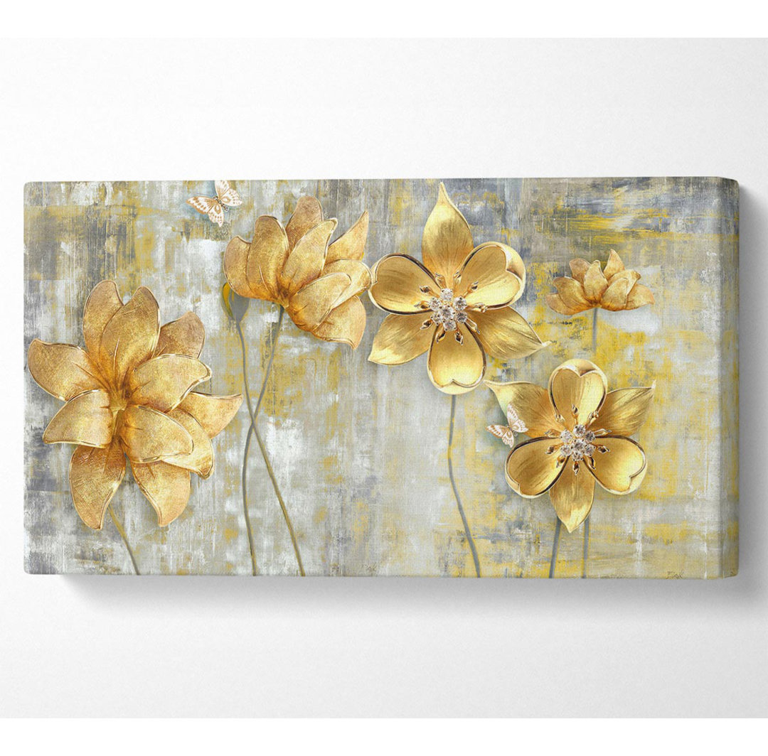 Hassania Gelbe Blumen Schönheit - Wrapped Canvas Panoramakunstdrucke