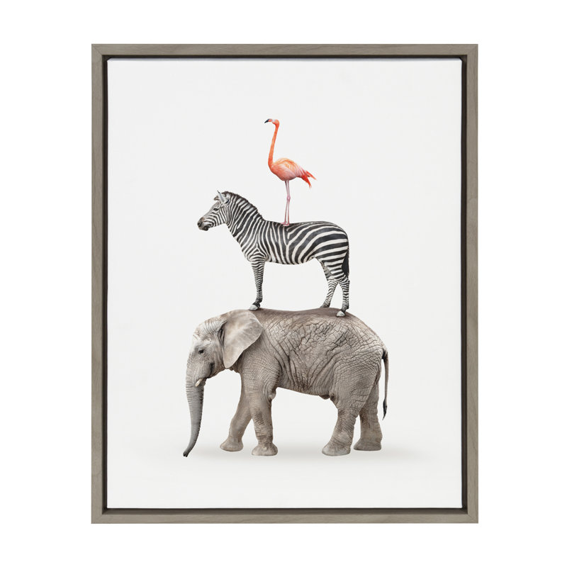«Stacked Safari Animals» par Amy Peterson, reproduction d'art sur toile encadrée, 18 po x 24 po