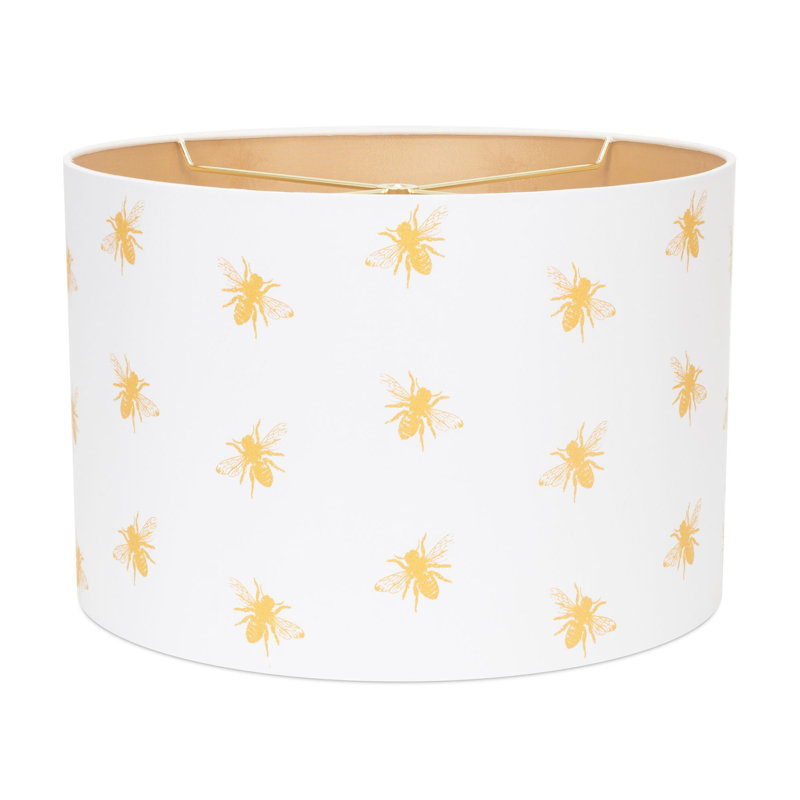 Drum Lamp Shade, White/Gold