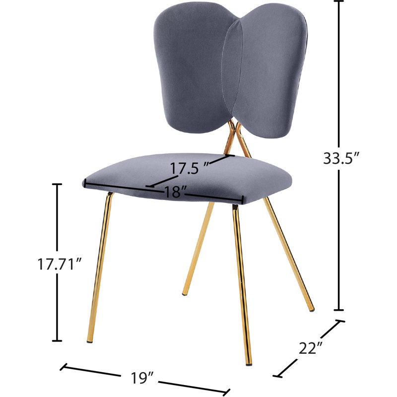 Chaise d'appoint rembourrée en velours Angel, Velours gris