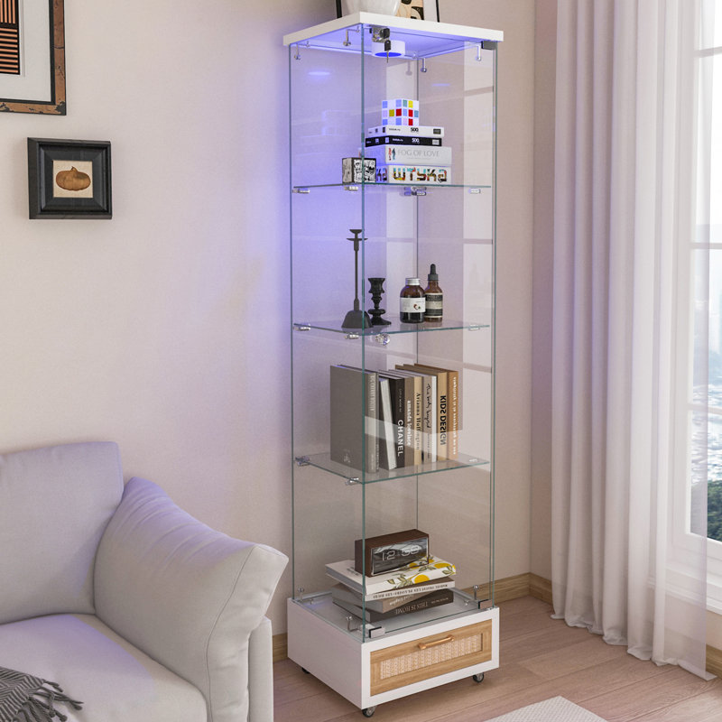 Vitrine moderne en verre avec tiroir, White