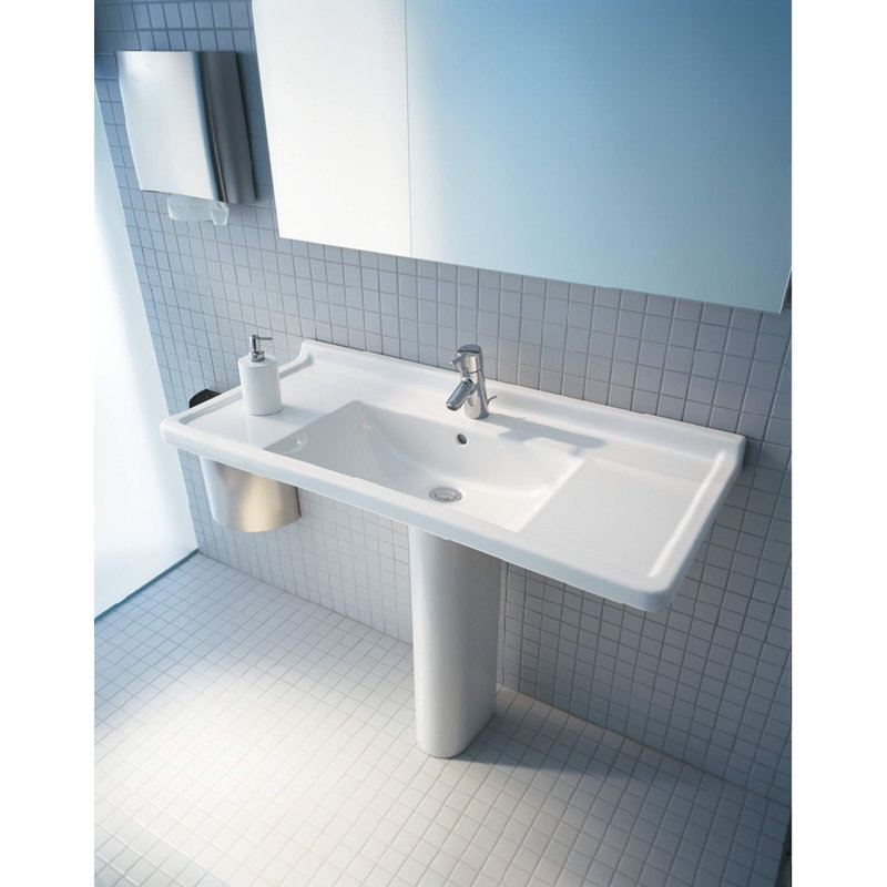 Starck 3 Ceramic Rectangular Wall Mount Bathroom Sink with Overflow