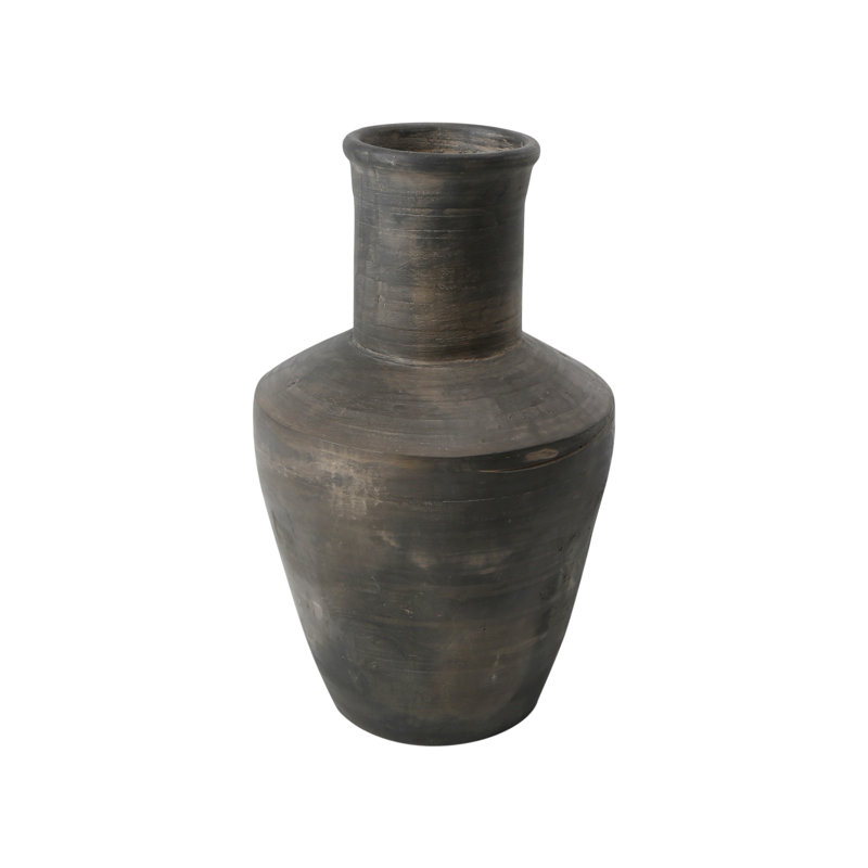 Vase de table intérieur / extérieur en grès gris 15 "