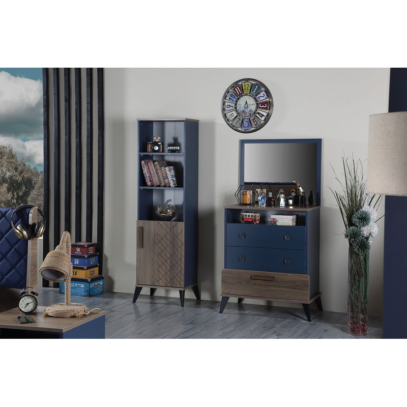 Commode 3 tiroirs avec tablette multimédia Sallah